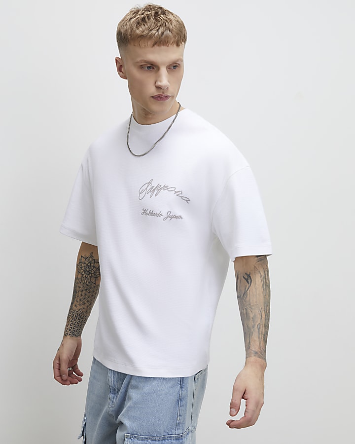 White Oversized Fit Sappora Crane T-Shirt