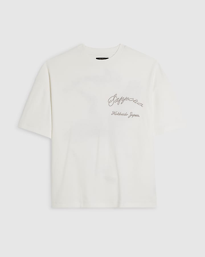 White Oversized Fit Sappora Crane T-Shirt