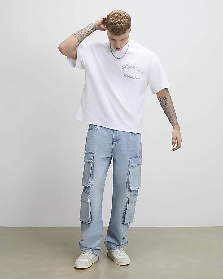 White Oversized Fit Sappora Crane T-Shirt