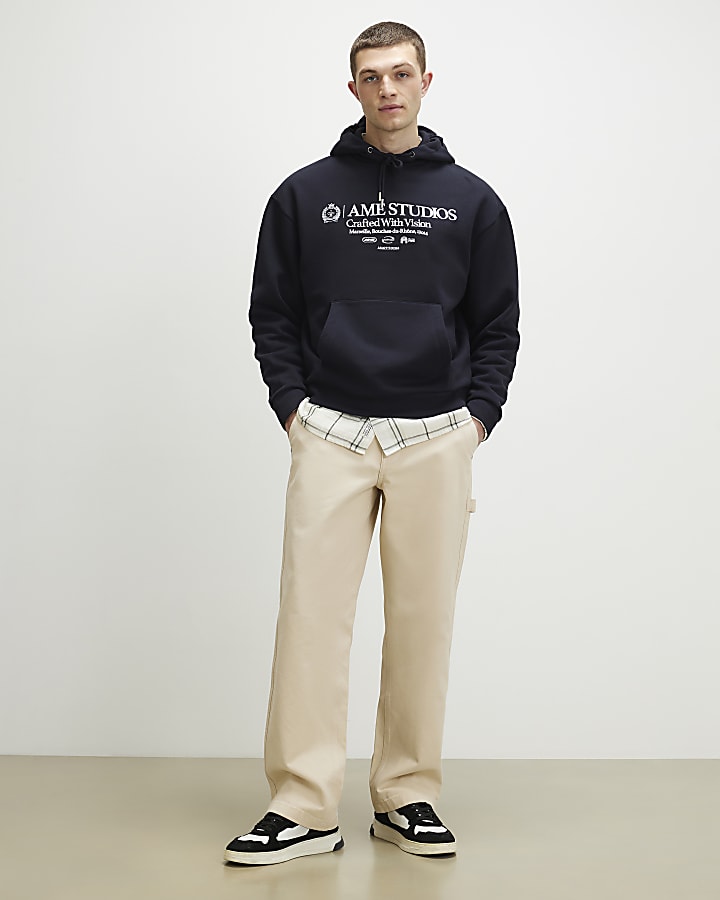Navy Regular Fit Ame Studios Hoodie