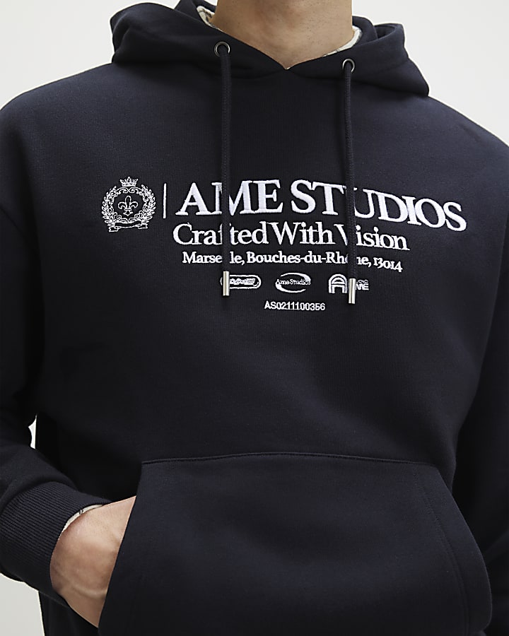 Navy Regular Fit Ame Studios Hoodie
