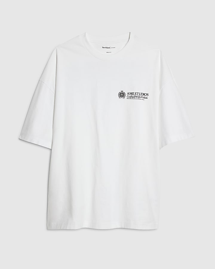 White Oversized Fit Ame Studios T-Shirt