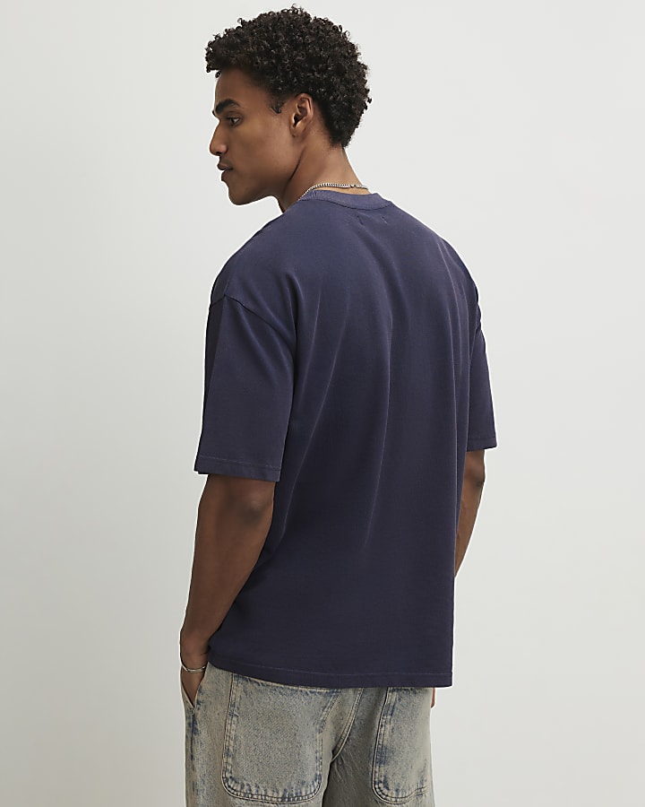 Navy Oversized Fit Ame Saint Pique T-Shirt