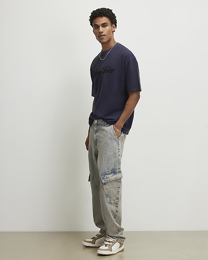 Navy Oversized Fit Ame Saint Pique T-Shirt