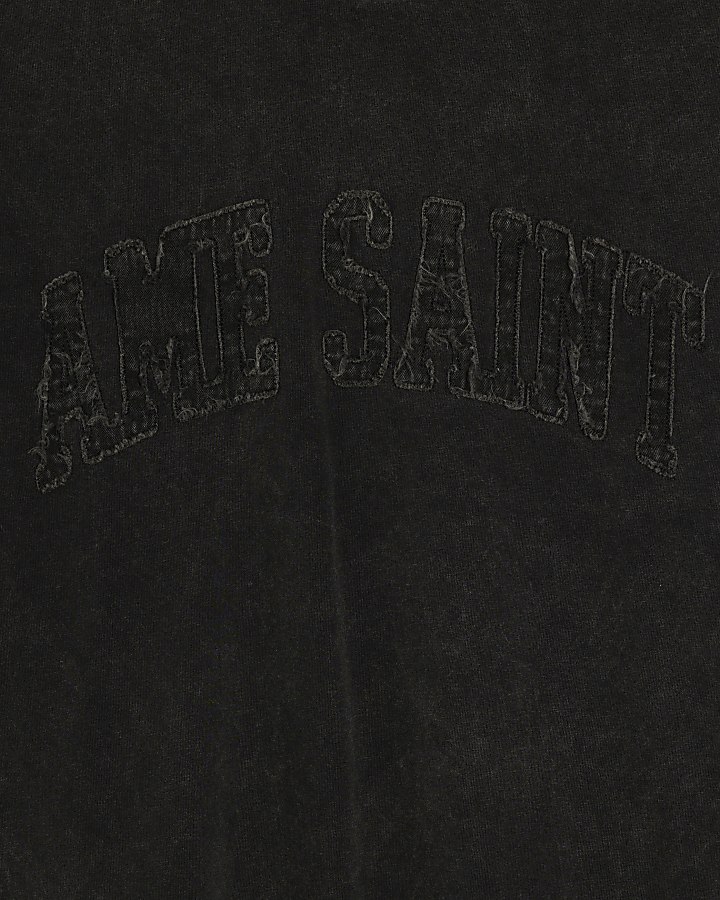 Black Oversized Fit Ame Saint T-Shirt
