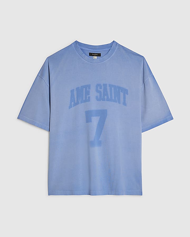 Blue Oversized Fit Ame Saint 7 T-Shirt