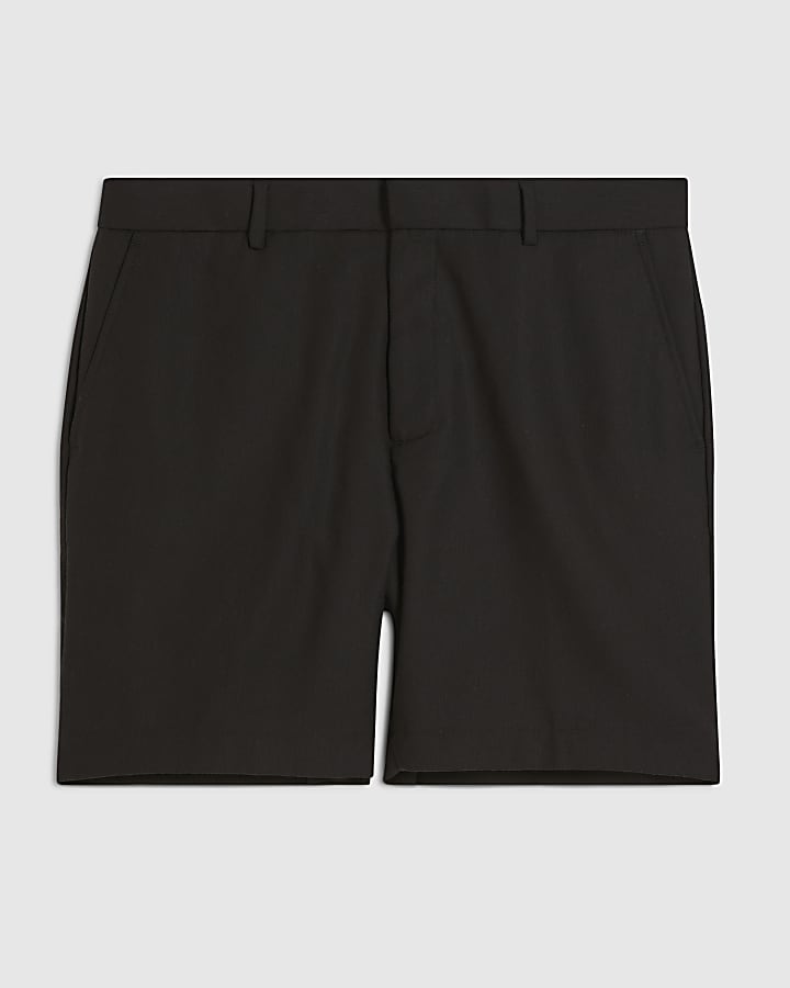 Black Regular Fit Linen Shorts
