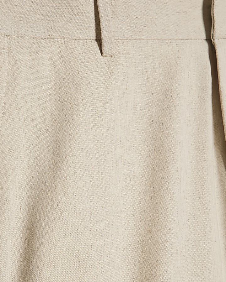 White Regular Fit Linen Blend Shorts
