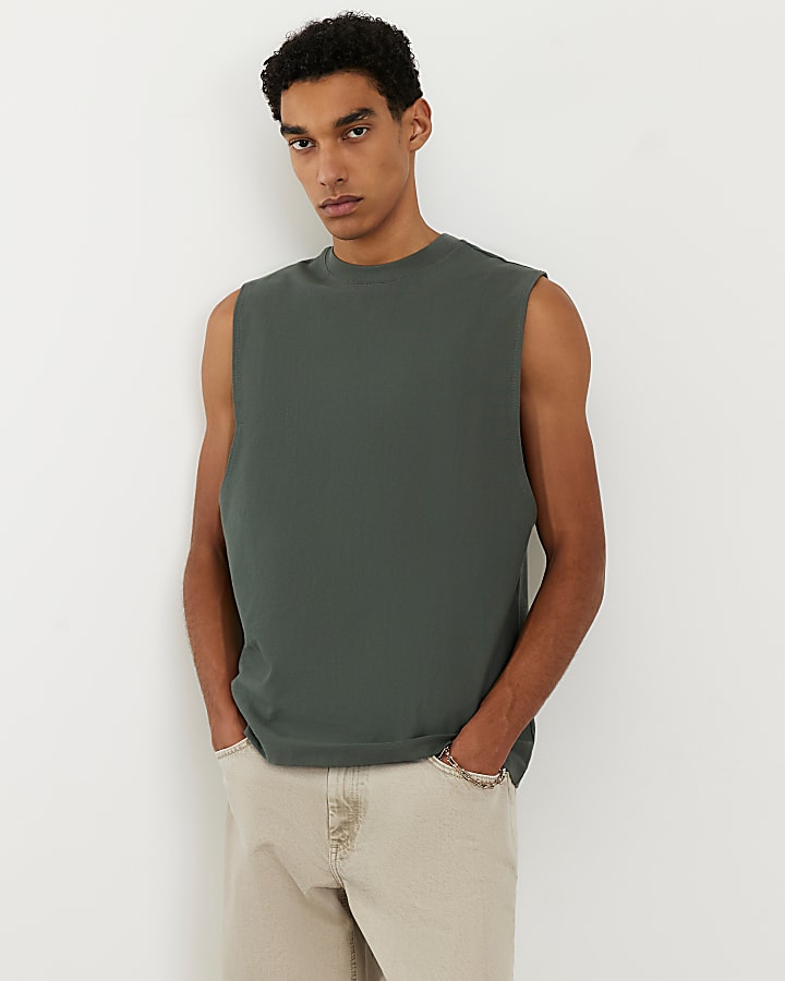 Green Regular Fit Tank Top