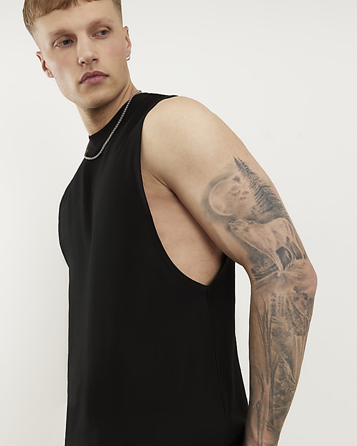 Black Regular Fit Tank Top