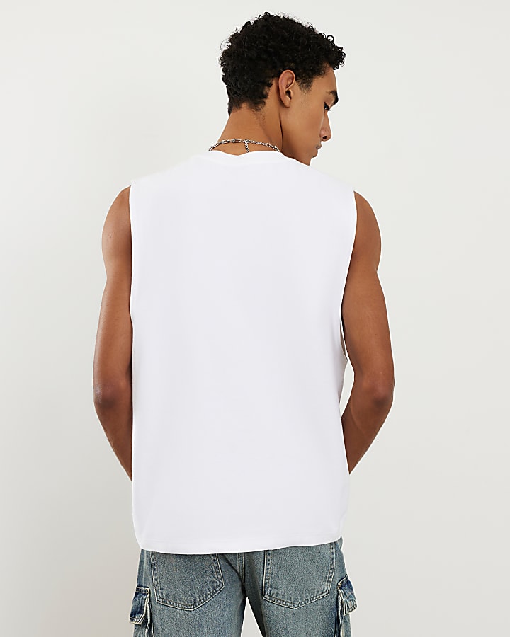 White Regular Fit Tank Top