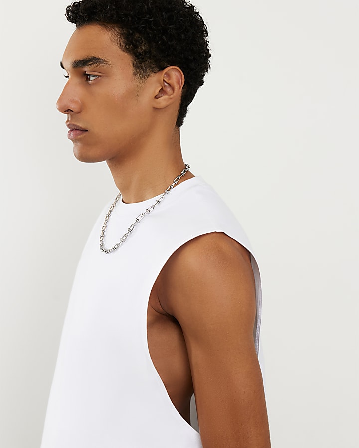 White Regular Fit Tank Top