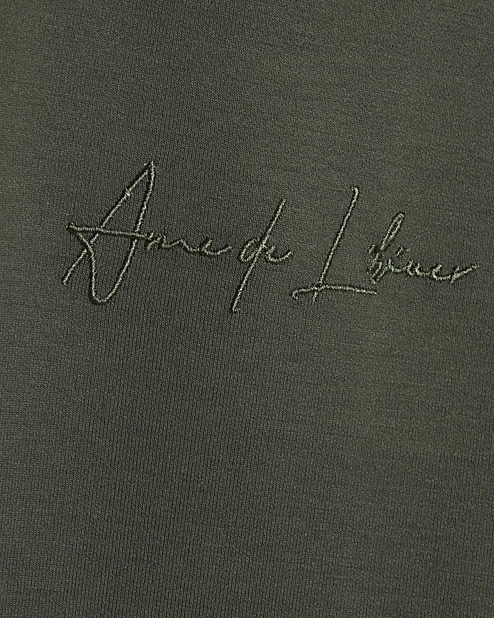Khaki Slim Fit Embroidered T-Shirt