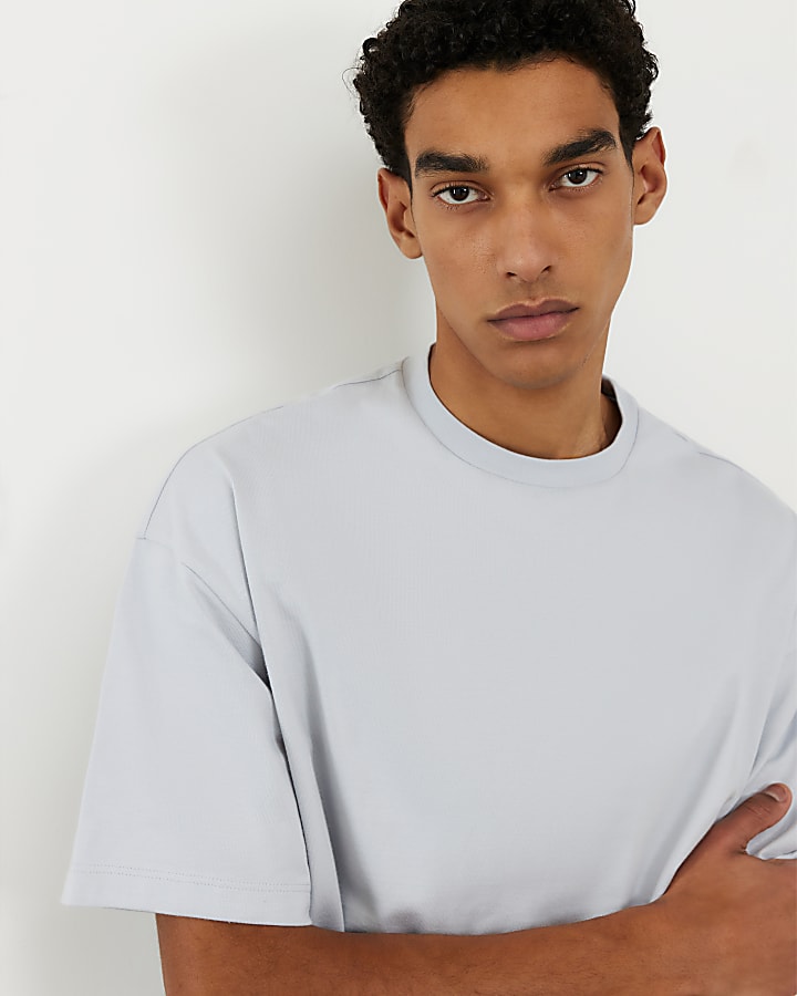 Blue Oversized Boxy T-Shirt and Shorts Set