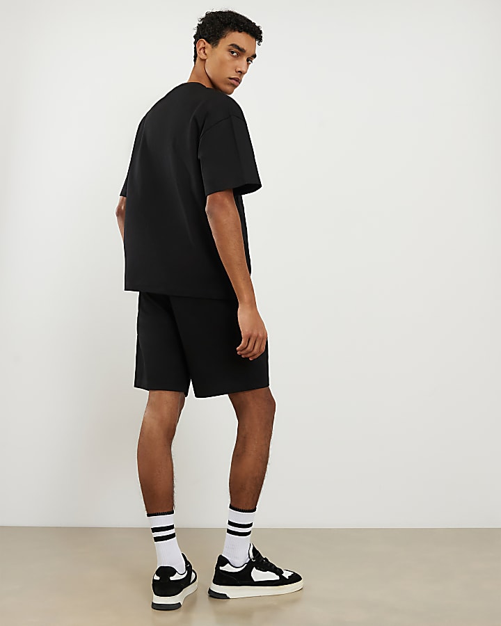 Black Oversized Fit T-Shirt and Shorts Set