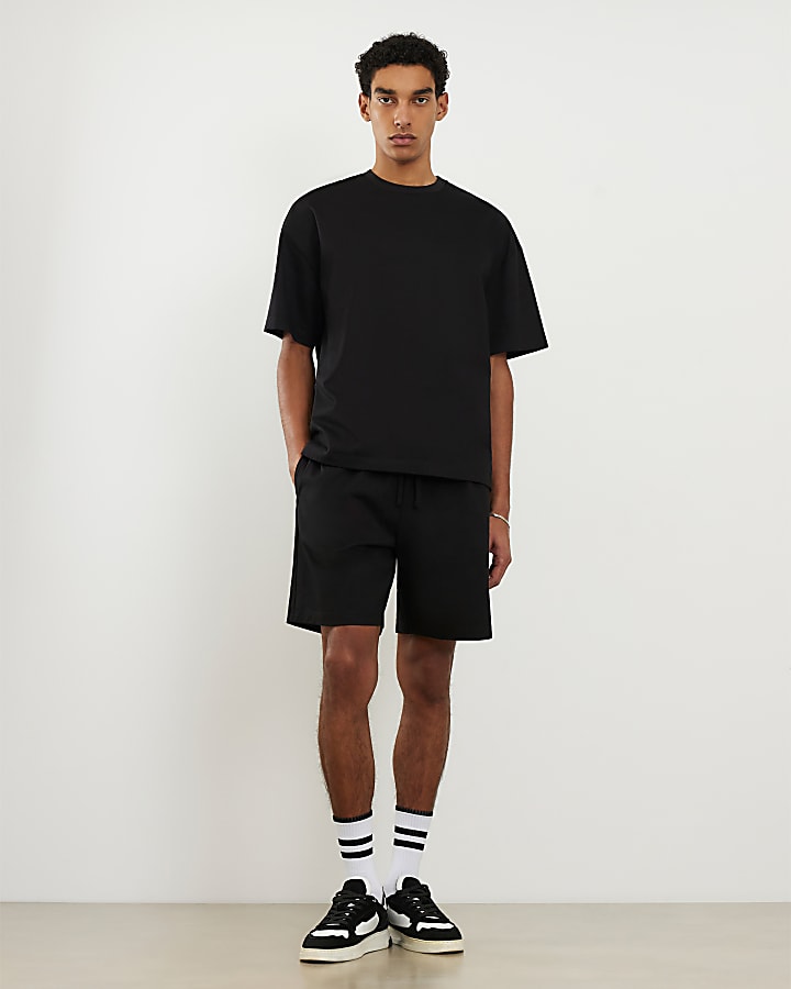 Black Oversized Fit T-Shirt and Shorts Set