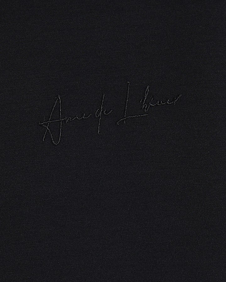 Black Slim Fit Bonded Interlock T-Shirt