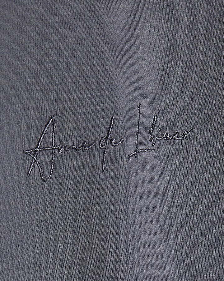 Blue Slim Fit Embroidered T-Shirt