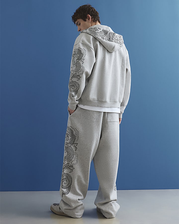 Grey Wide Fit Japanese Snake Joggers