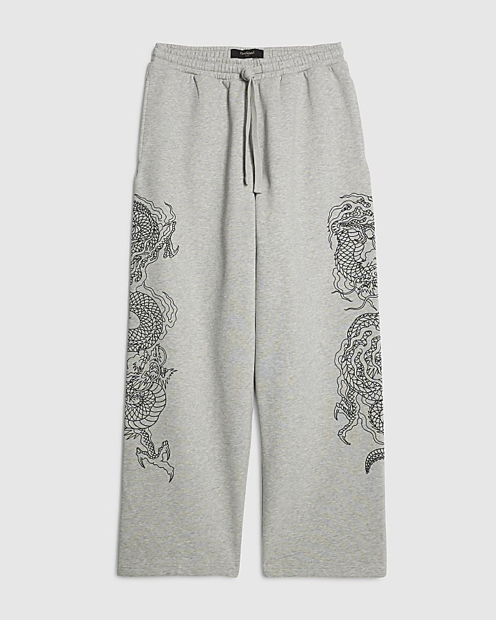 Grey Wide Fit Japanese Snake Joggers
