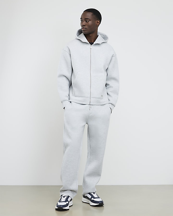 Grey Oversized Fit  Zip Through Hoodie