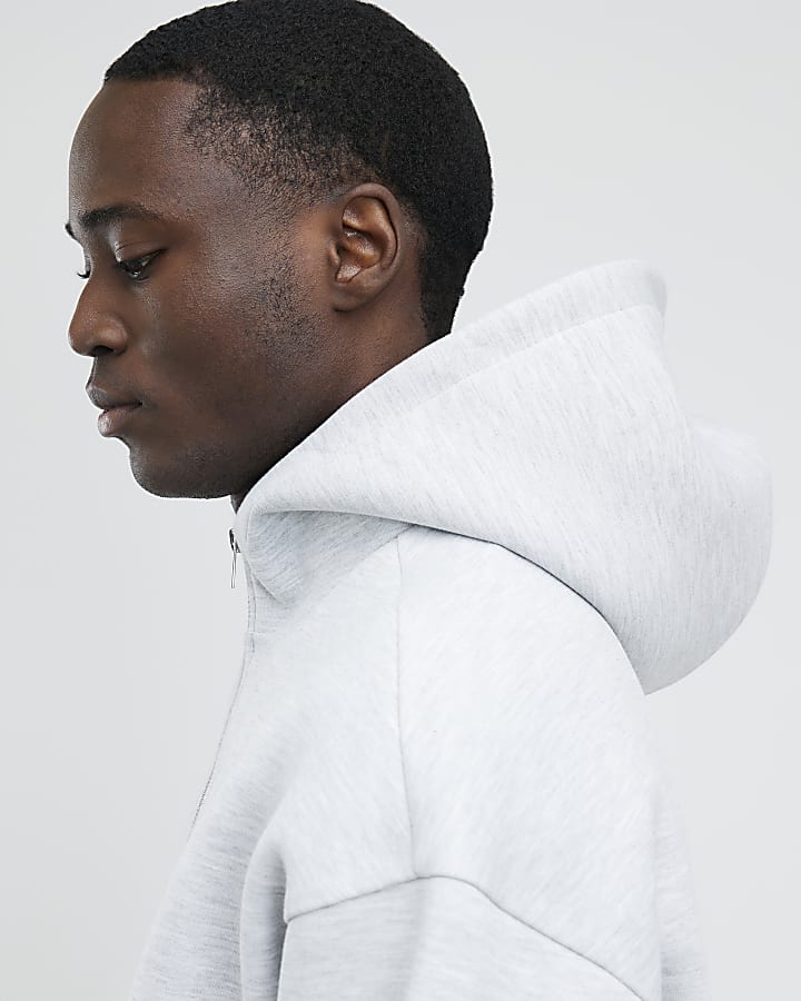 Grey Oversized Fit  Zip Through Hoodie