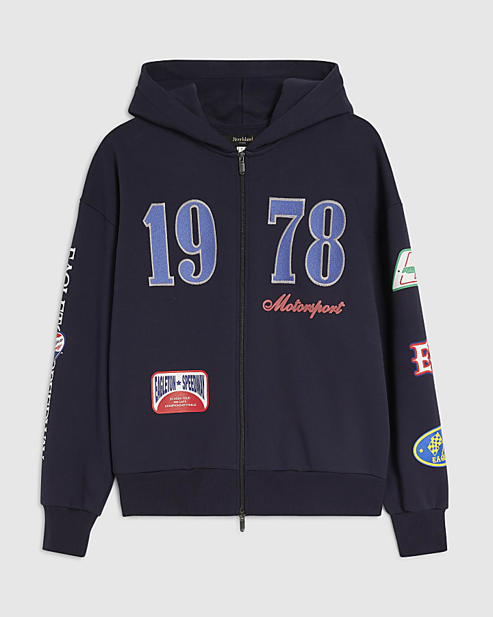 Navy Oversized Fit 1978 Racing Hoodie