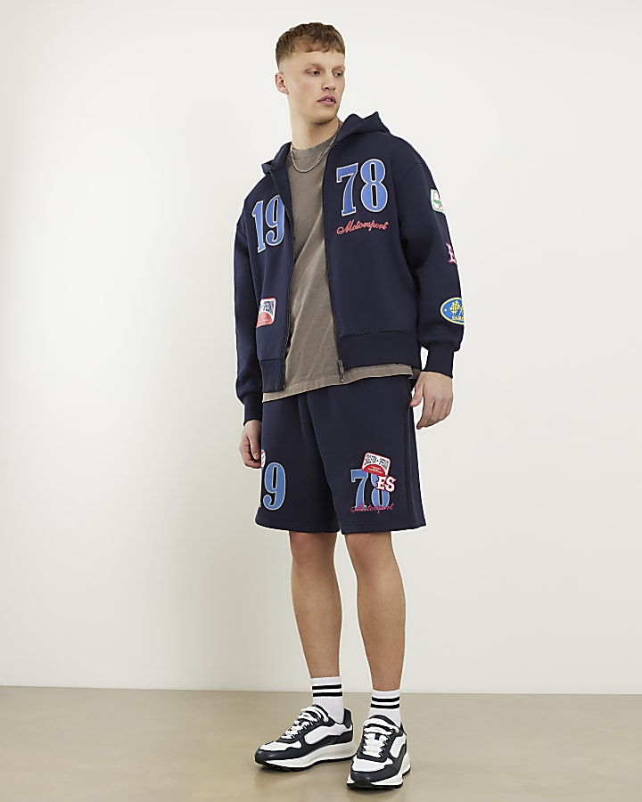 Navy Oversized Fit 1978 Racing Hoodie