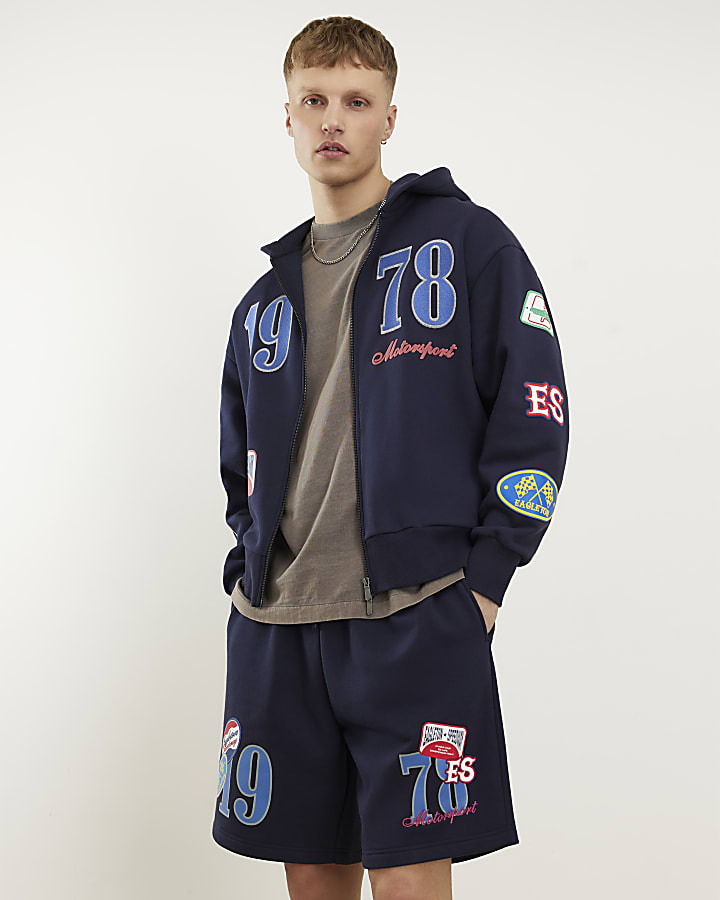 Navy Oversized Fit 1978 Racing Hoodie