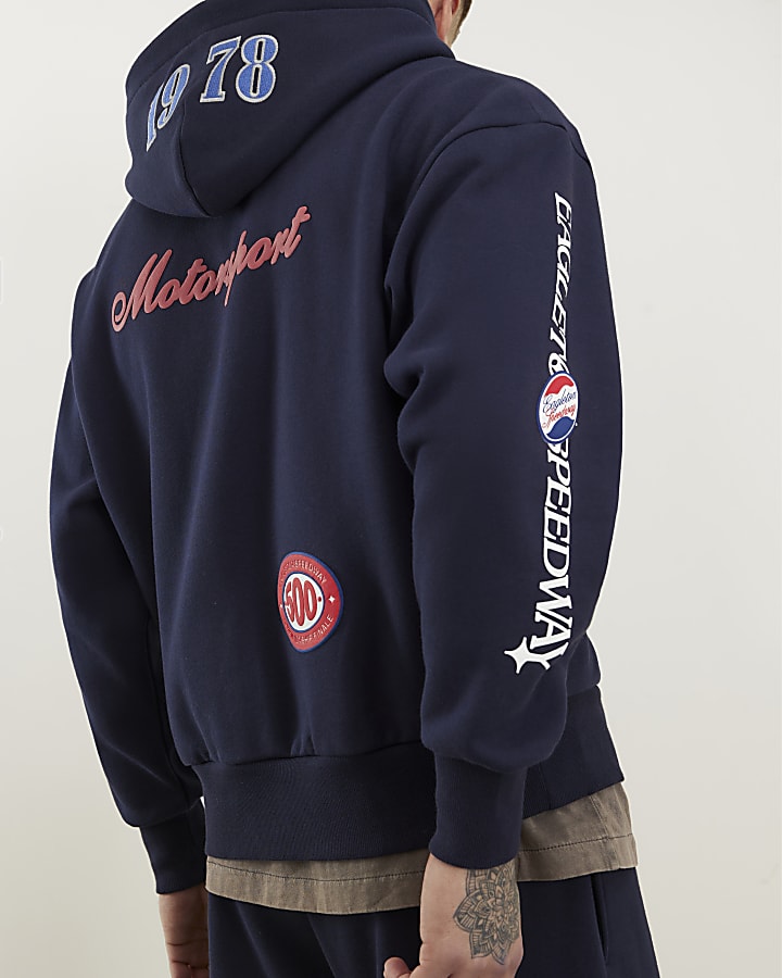 Navy Oversized Fit 1978 Racing Hoodie