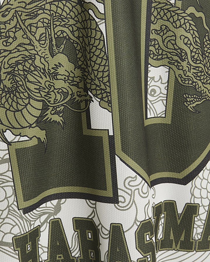 White Oversized Fit Japanese Dragon T-Shirt