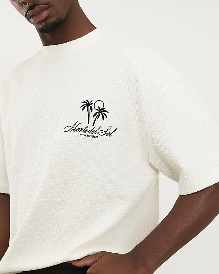 Cream Oversized Palm Patch T-Shirt