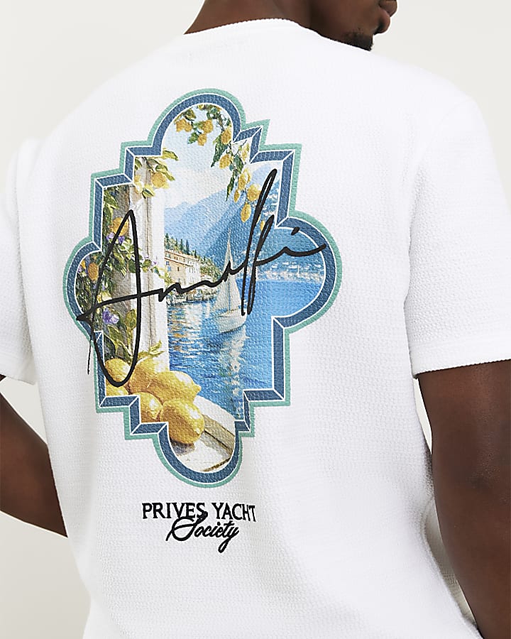 White Oversized Fit Fruit Patch T-Shirt