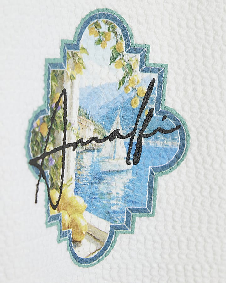 White Oversized Fit Fruit Patch T-Shirt