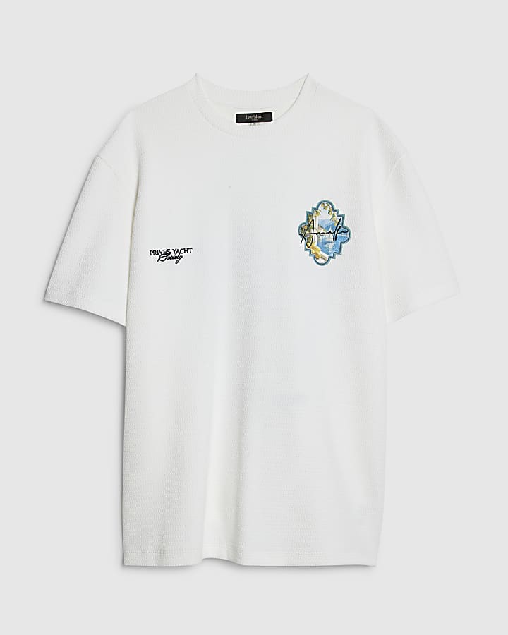 White Oversized Fit Fruit Patch T-Shirt