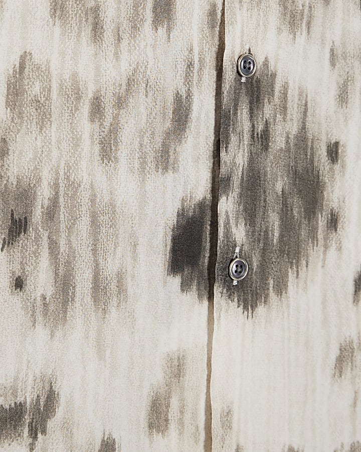 White Regular Fit Blurred Animal Print Shirt