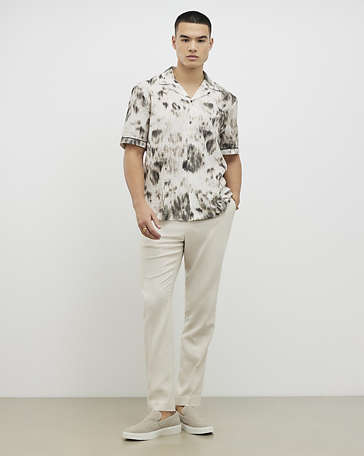 White Regular Fit Blurred Animal Print Shirt