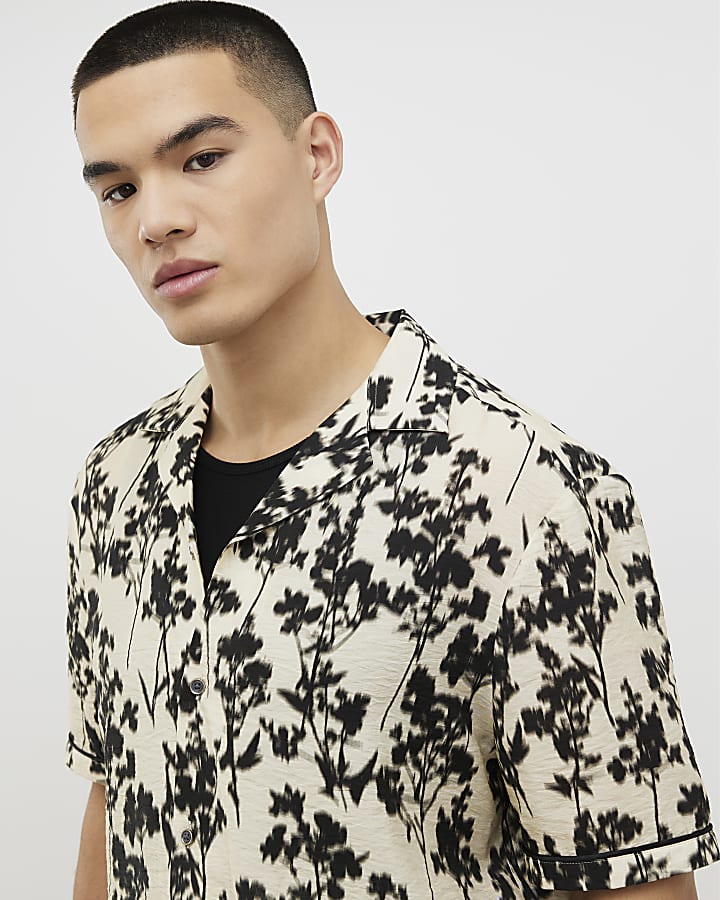 Ecru Regular Fit Floral Shirt