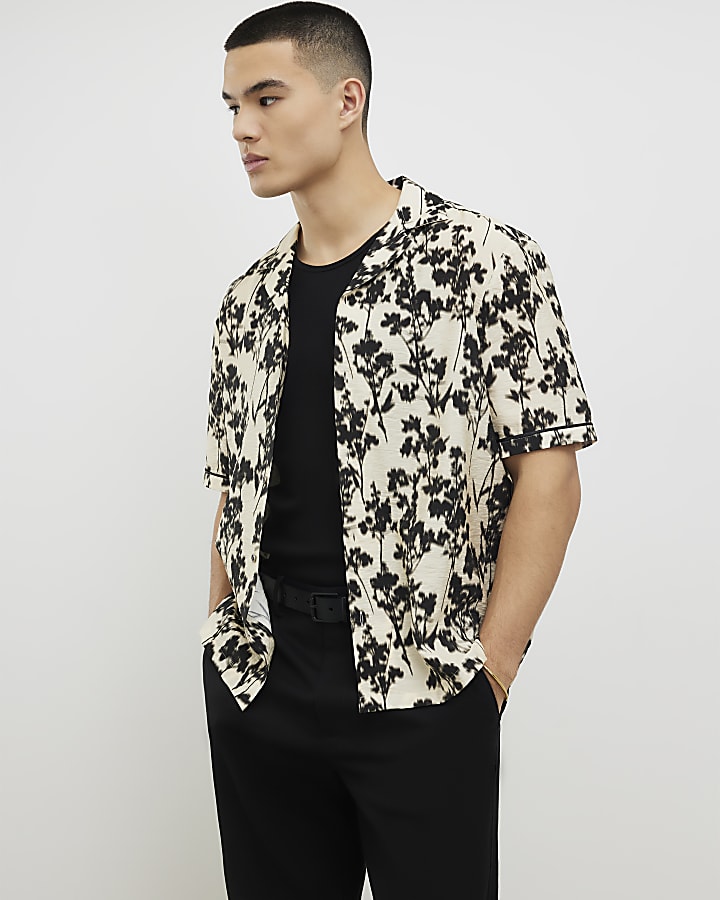 Ecru Regular Fit Floral Shirt