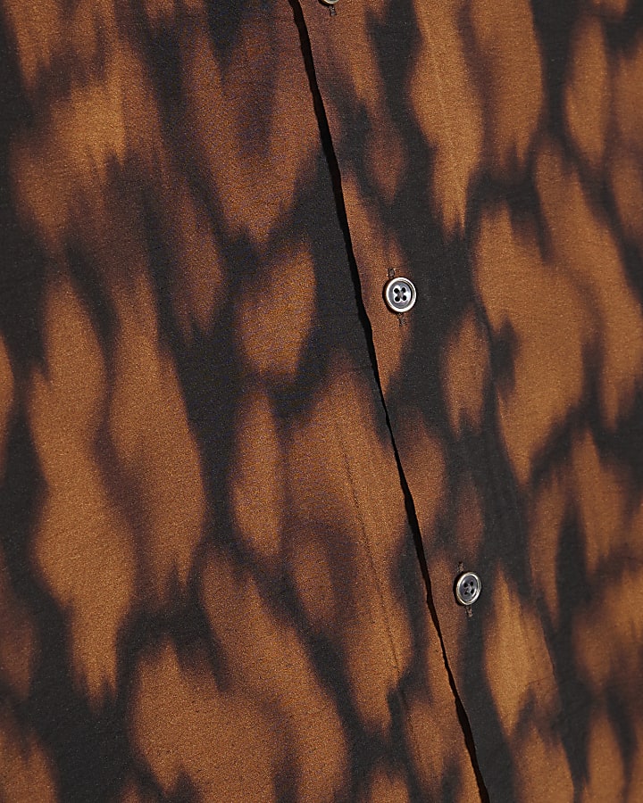 Brown Regular Fit Abstract Animal Print Shirt