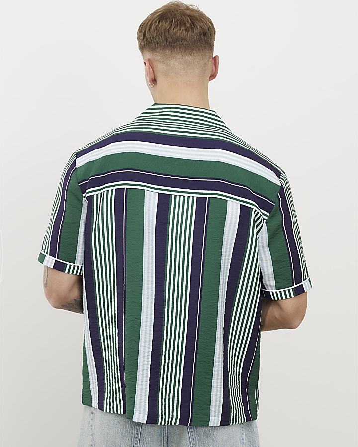 Green Regular Fit Stripe Shirt