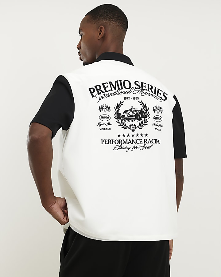White Colour Block Premio Series Shirt