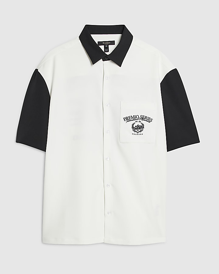 White Colour Block Premio Series Shirt