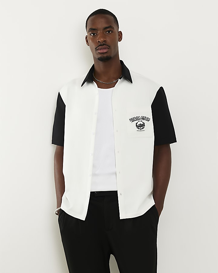 White Colour Block Premio Series Shirt