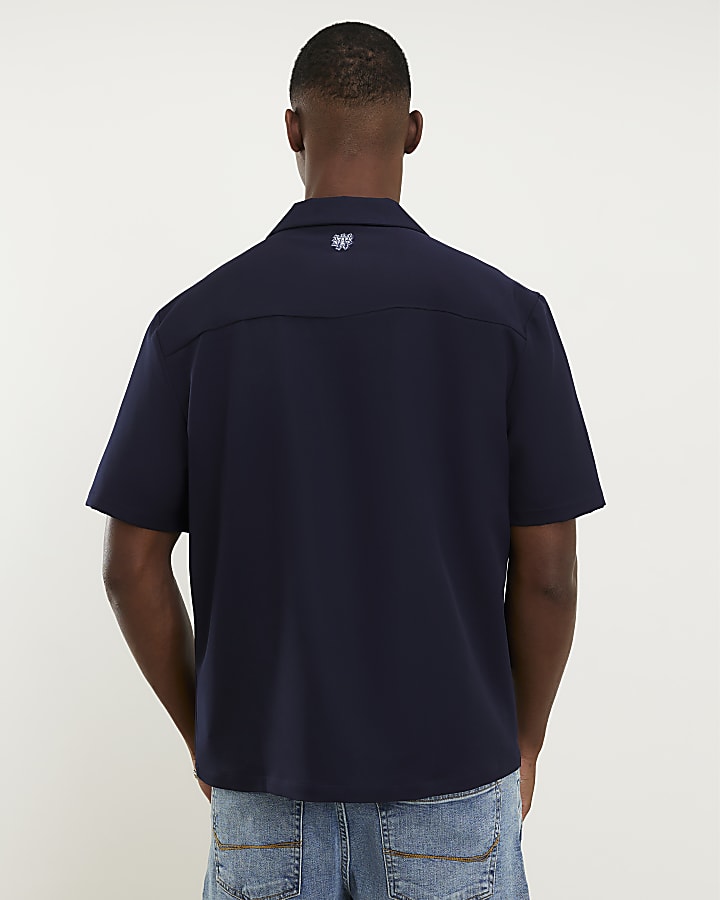 Navy Colour Block AS Bowling Shirt