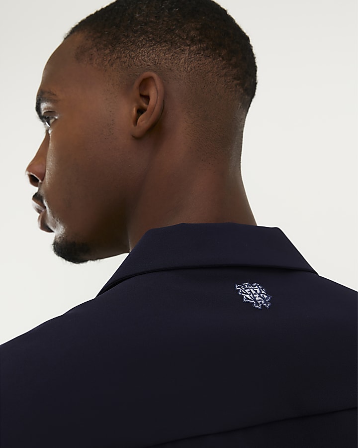 Navy Colour Block AS Bowling Shirt