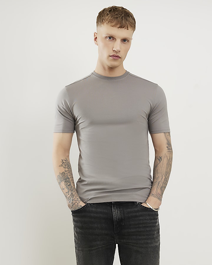 Grey Muscle Fit T-Shirt