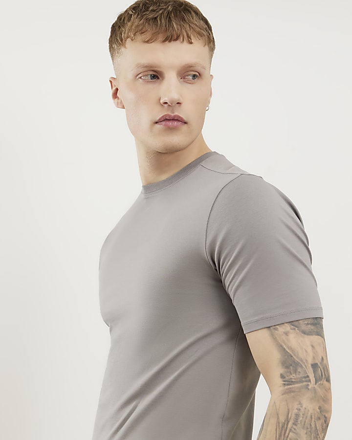Grey Muscle Fit T-Shirt