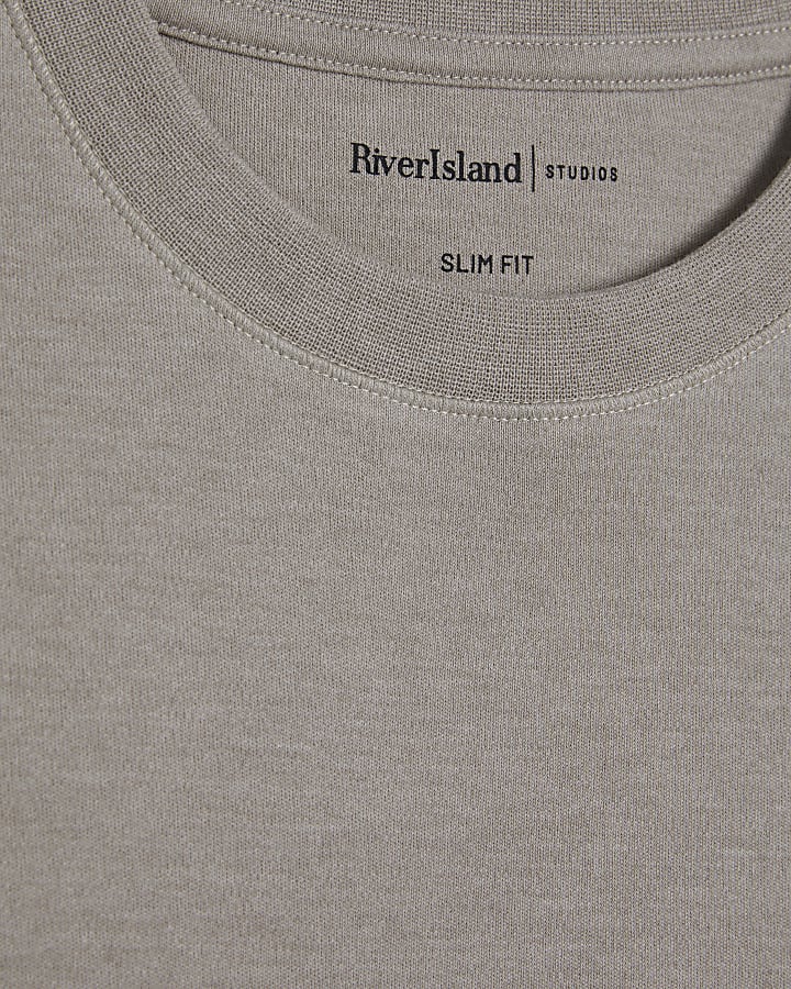 Beige Slim Fit Crew Neck T-Shirt