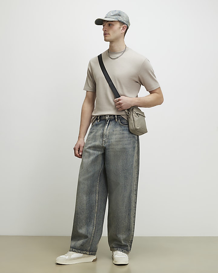 Beige Slim Fit Crew Neck T-Shirt